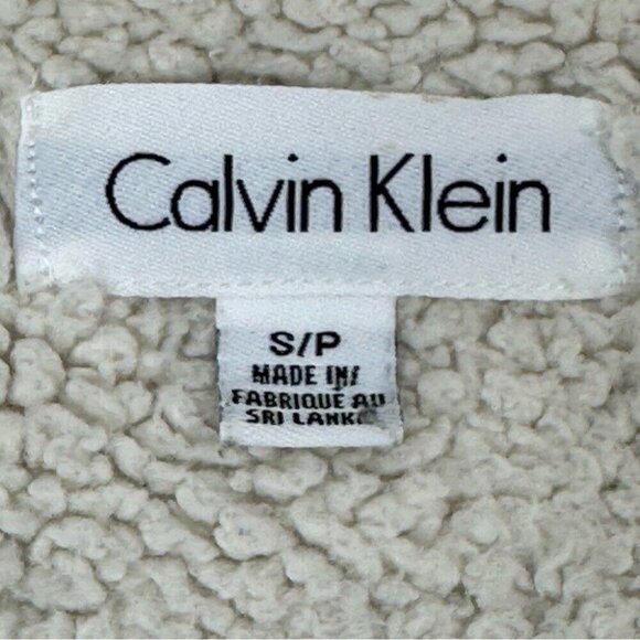 Calvin Klein Women’s Tan Hooded Sherpa Mid-Length Coastal Parka Coat S/C41 - Picture 7 of 16